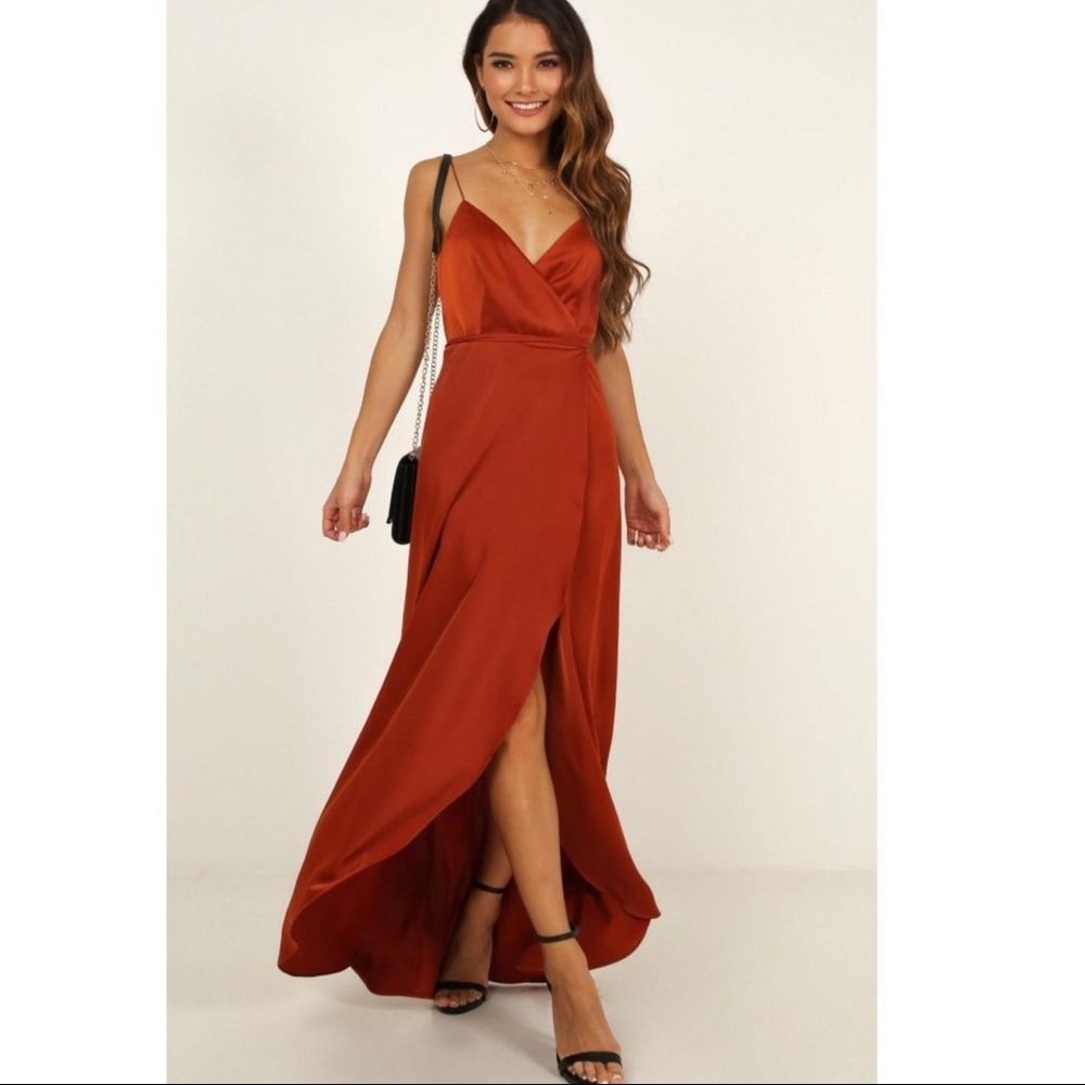 MINE WOULD BE YOU DRESS IN COPPER SATIN